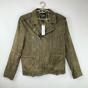 Treasure & Bond Men Olive Motorcycle Jacket Size L